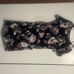 Pinkblush Black Floral Midi Dress with Blush and Cream Blooms